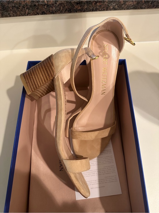 Stuart Weitzman Shoes - Stuart Weitzman Beige Block Heel Sandals